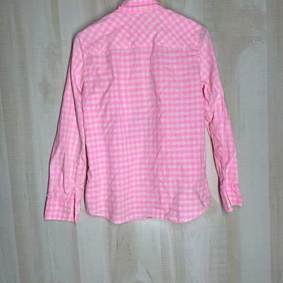 J. Crew pink and white checked long sleeve shirt, size 4 - Picture 3 of 12